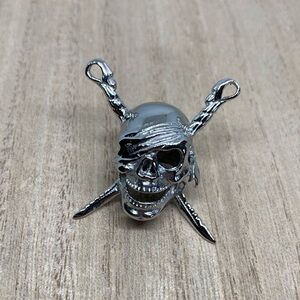 Silver Stainless Skull and Crossbone Swords Pendant